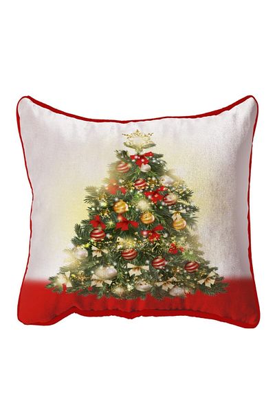 Alacastore New Year's Pine Tree Red Piping Pillow Throw Pillow Cover