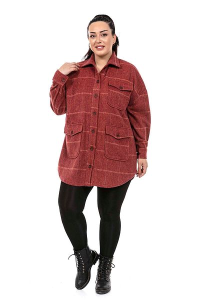 DISENTIS MODEST Robe de mărime Plus Jachetă cu trei buzunare în carouri