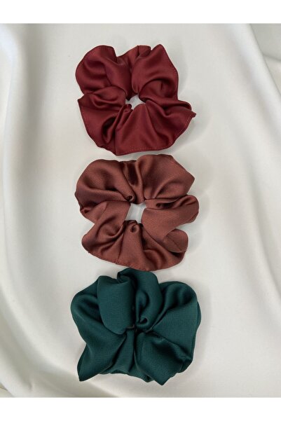 AG ATÖLYE Women's 3-Piece Satin Hair Rubber Band Set