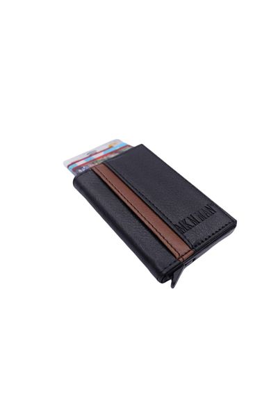 MKM MAN Leather Look Automatic Card Holder with Mechanism
