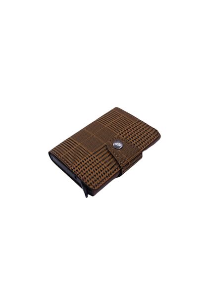 MKM MAN Plaid Leather Look Automatic Card Holder with Mechanism