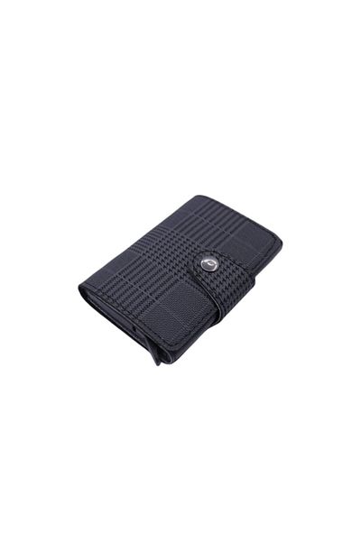 MKM MAN Plaid Leather Look Automatic Card Holder with Mechanism
