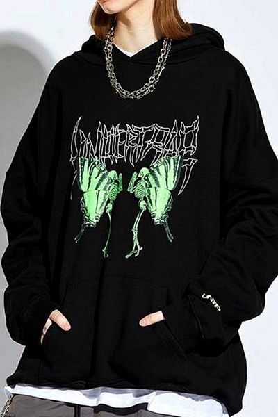 Köstebek Μαύρο Gothic Butterfly Unisex φούτερ με κουκούλα