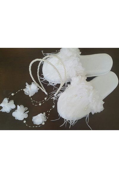 Hüner aksesuar Maternity Crown Double Pearl Crown Slippers Set