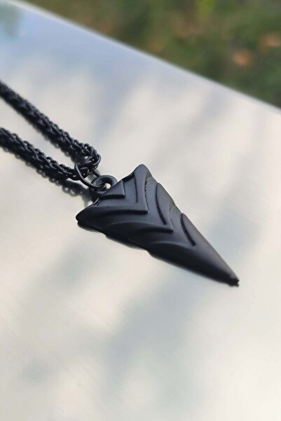 The Collection Triagle Ok Ucu Siyah Erkek Kolye