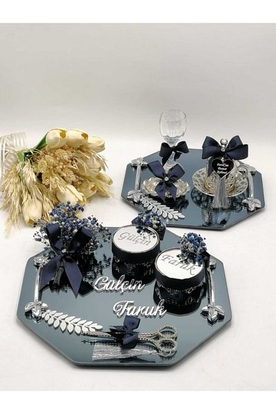 ZEKAAVM 2-Piece Promise Tray Groom's Coffee Engagement Tray