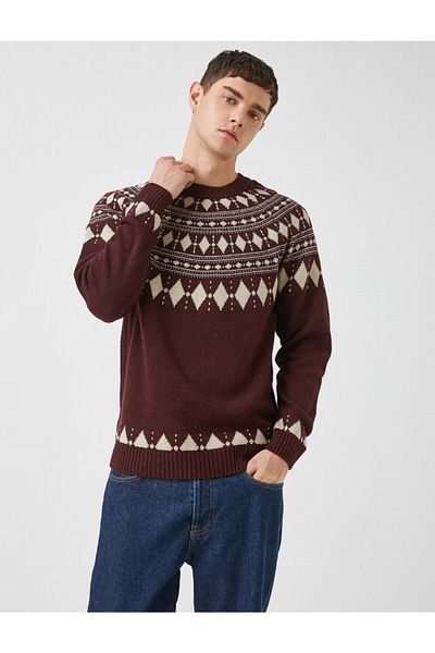 Koton Gyapjú Raglan Sleeve Jacquard pulóver