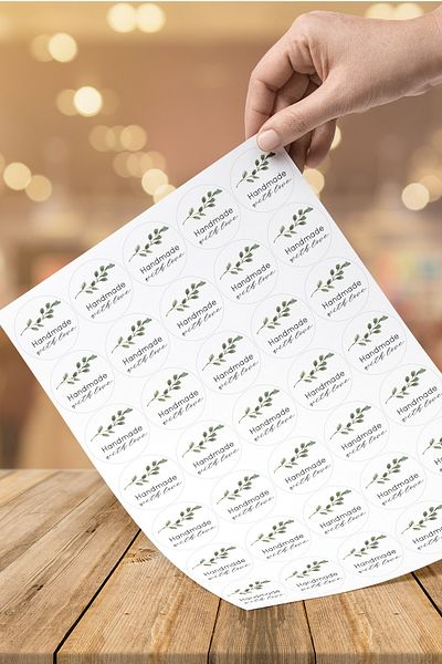 printiks 60 τεμάχια διαμέτρου 4 εκ. Ακουαρέλα Ελιές με αγάπη Χειροποίητο με αγάπη Στρογγυλό αυτοκόλλητο αυτοκόλλητο