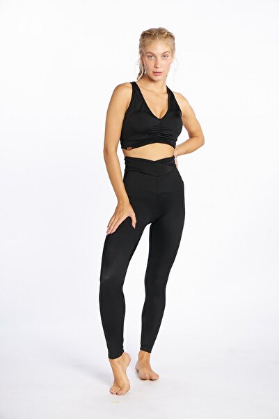 No Gossip مشد على شكل حرف V عالي الخصر وضلع لباس ضيق أسود Ngawl21021