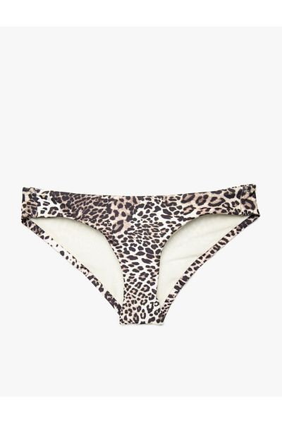 Koton Braune Damen-Bikinihose mit Leopardenmuster