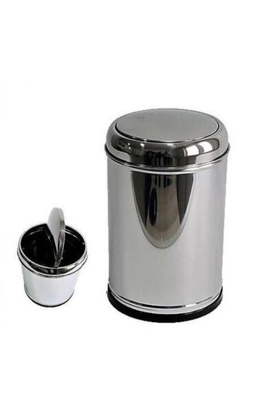 Lider Sallanır Kapak Çöp Kovası Krom Paslanmaz Çelik 12lt