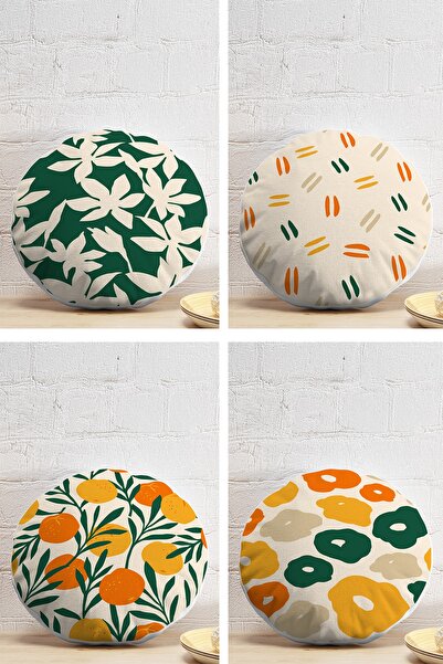 Realhomes 4-Piece Colorful Modern Round Pillow Throw Pillow Cover Set with On...