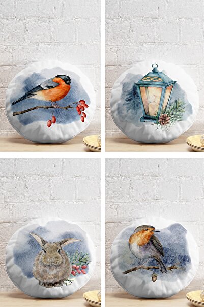 Realhomes 4-Piece Modern Round Pillow Throw Pillow Cover Set with Animal Desi...