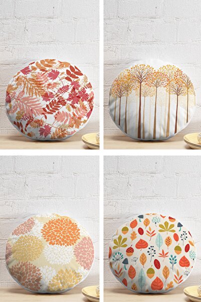 Realhomes Set of 4 Decorative Round Pillow and Cushion Covers