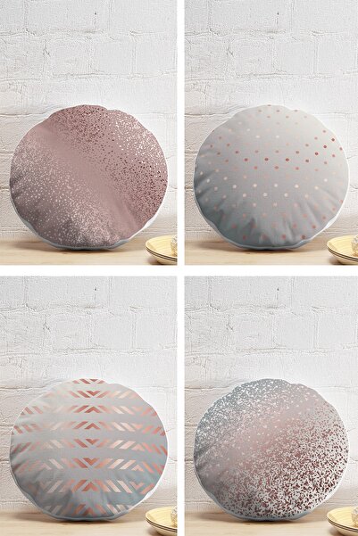 Realhomes 4'lü Özel Tasarım Yuvarlak Yastık Kırlent Kılıf Seti