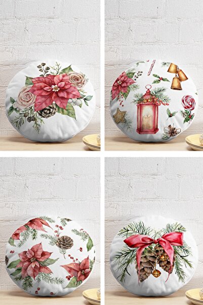 Realhomes 4-Piece Rose & Cone Special Designed Digital Printed Modern Round P...