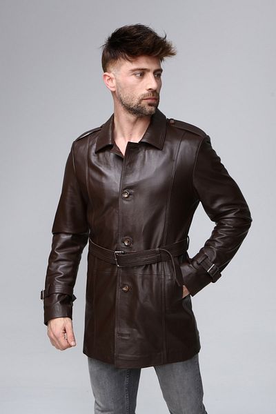 CE-YIL DERİ ÜRÜNLERİ Men's Genuine Leather Trench Coat