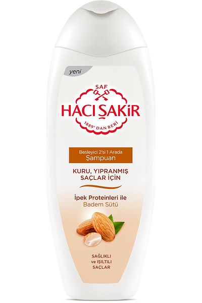 Hacı Şakir 500 ml Almond Milk shampoo - 2 in 1 for DrY and Damaged Hair