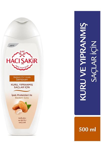 Hacı Şakir 500 ml Almond Milk shampoo - 2 in 1 for DrY and Damaged Hair