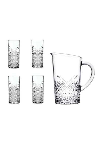 Paşabahçe مجموعة من 5 قطع زجاجية من سلسلة Timeless Glass مع إبريق