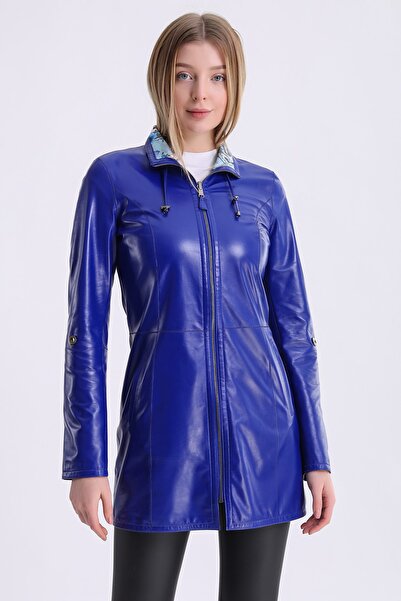 Leather Club Mavi Çift Taraflı Deri Ceket