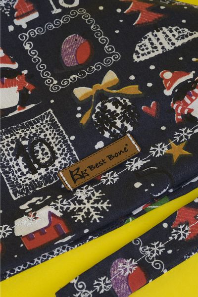 Best Bone Navy Blue Christmas Ornaments Patterned Surgical Bonnet
