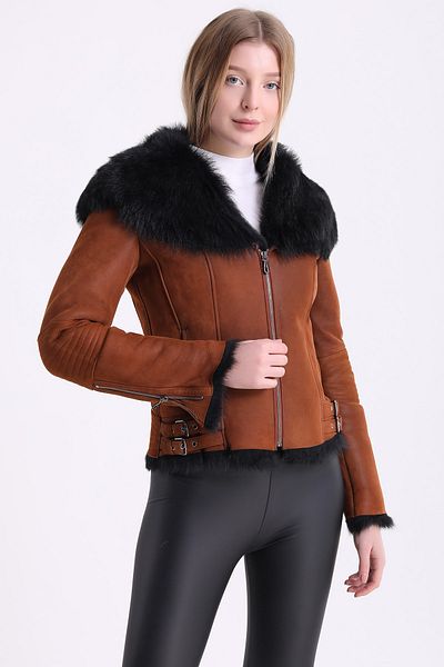 Leather Club سترة فرو توسكانا بنية