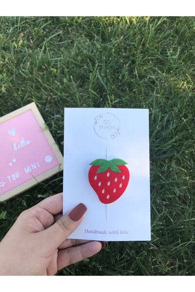 Fleur De Luna Kız Bebek Çocuk Keçe Çilek Pens Toka