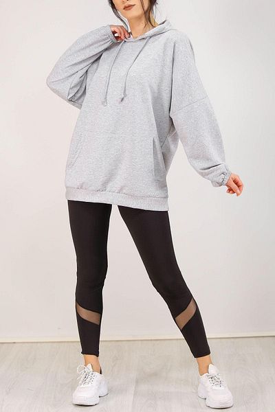 blackjack giyim Сив суитшърт с кенгуру джоб Blackjackwear