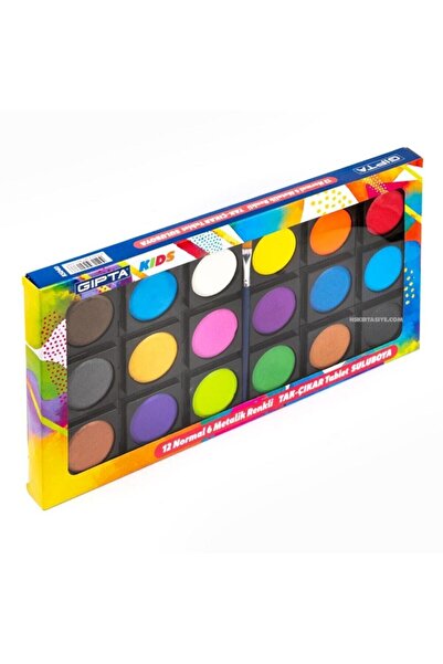 Gıpta Sulu Boya 18 Renk Tak Çıkart Tablet