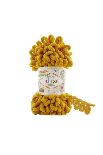 Alize Puffy Mustard Color Hand Knitted Braid Lanyard Color Code:02