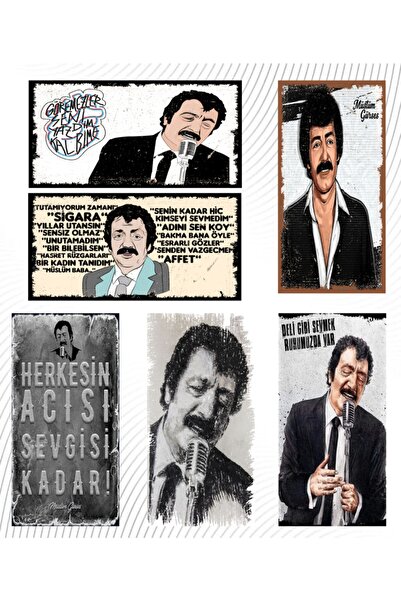 hediyeniburadabul Müslüm Gürses 6'lı Ahşap Duvar Poster Seti - Hbb Özel Seri