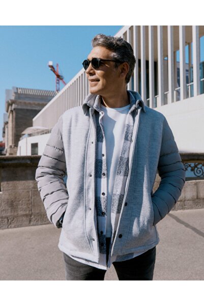 SÜVARİ Yünlü Kapitone Gri Erkek Mont