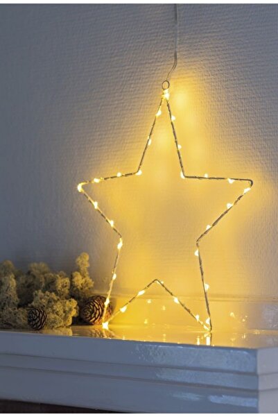 LEDREYON Dekoratif Led Işıklı Metal Yıldız Duvar Süsü Gold Pilli Ledli Yılbaş...