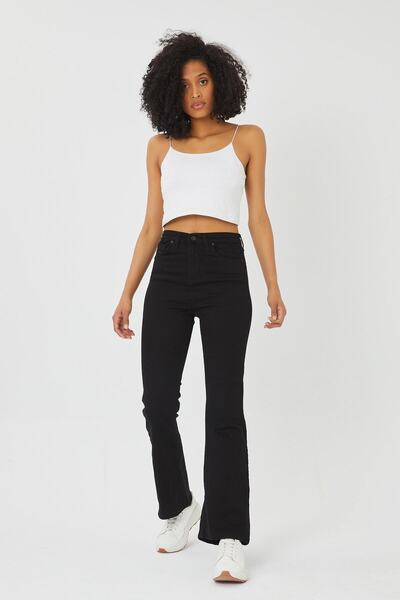 Ramrod Zvonaste nogavice Flare crne farmerke L Likra i