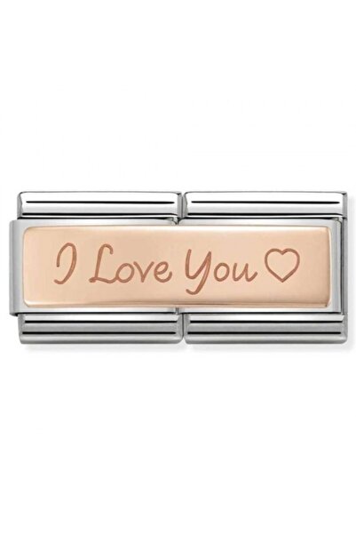 NOMİNATİON 430710/04 Model Classic Silver Gold Double Graved I Love You Charm