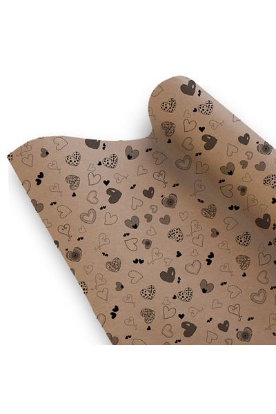 direkt-al Kraft Gift Packing Paper Thick 70x100 Cm6 Pieces Heart Pattern