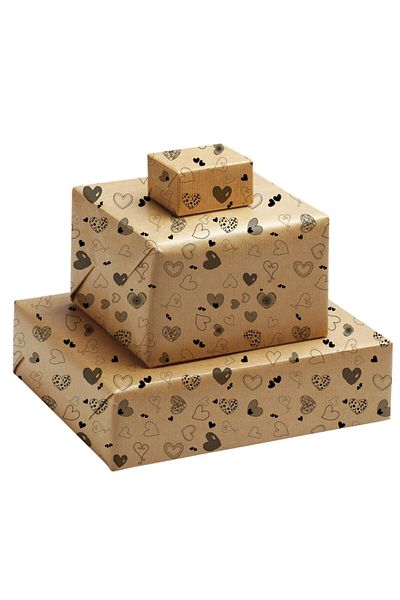 direkt-al Kraft Gift Packing Paper Thick 70x100 Cm6 Pieces Heart Pattern