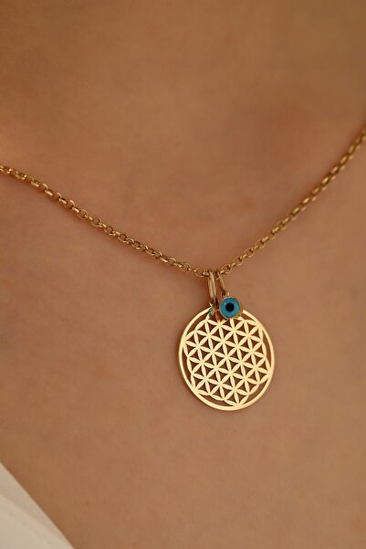 MİLET KUYUMCULUK 14 Ayar Altın Yaşam Çiçeği Göz Doç Zincir Kolye