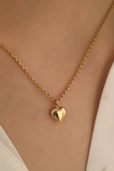 MİLET KUYUMCULUK 14 Ayar Altın Kalp Doç Zincir Kolye