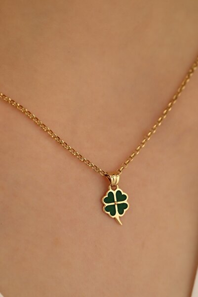 MİLET KUYUMCULUK 14 Ayar Altın Mineli Yonca Doç Zincir Kolye