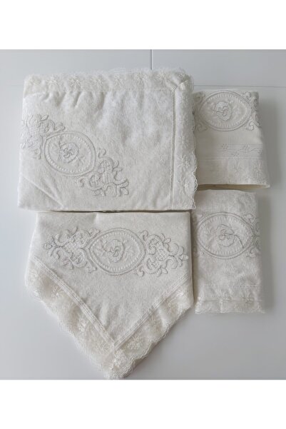 Lamazihome Krem D Max 5 Parça Lüks Kadife Seccade Takımı Çeyizlik Fransız Dan...