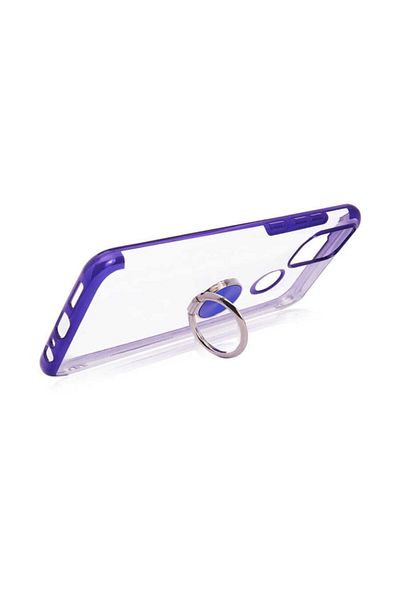 Coverzone General Mobile 21 Pro Compatible Case with Four-Corner Ring Holder Transparent Silicone Reverse Red
