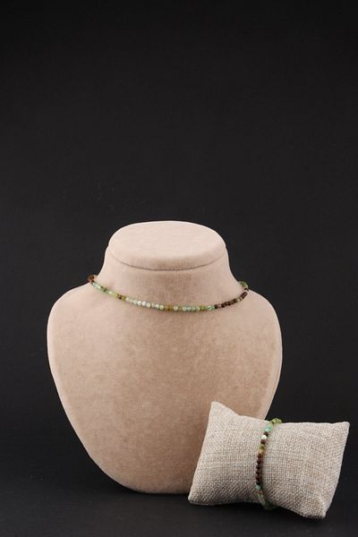 OSMANLI DEĞERLİ TAŞ Certified Chrysoprase Necklace Bracelet Set 4 Mm