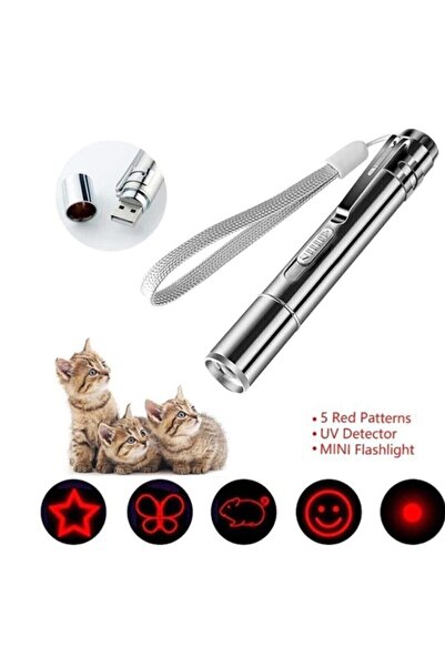 Mixpet Metal Usb Şarjlı Uv Işık Ve Figürlü Kedi Lazeri
