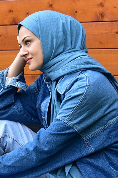 BURDEN IPEK Crinkle Wrinkled Shawl Jeans Blue