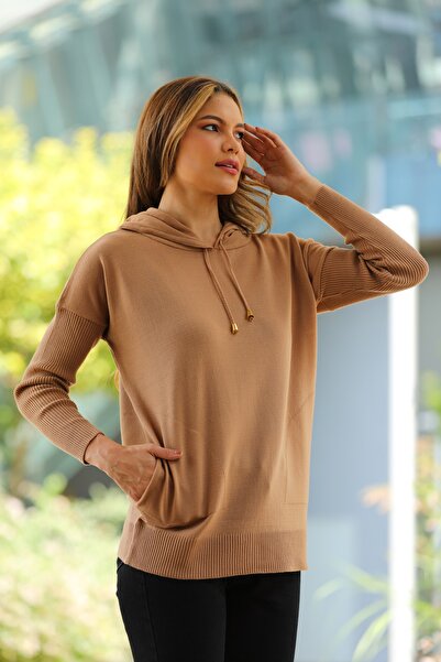 diaves Cep Detay Kapüşonlu Triko Bluz