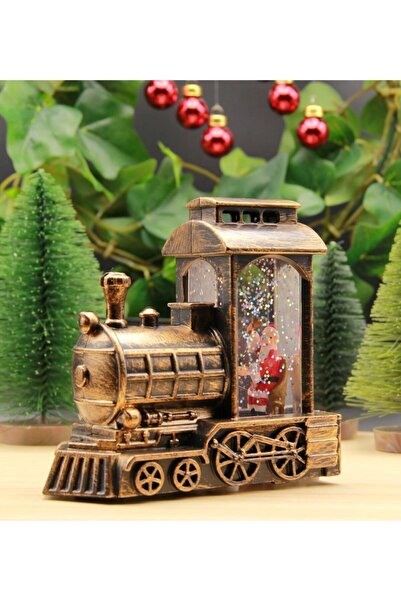 HEDİYEBİZİZ Yılbaşı Kar Küresi Noel Işıklı Dekoratif Noel Baba Treni Merry Ch...