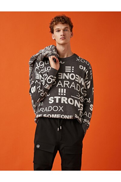 Koton Oversize Slogan Sweater