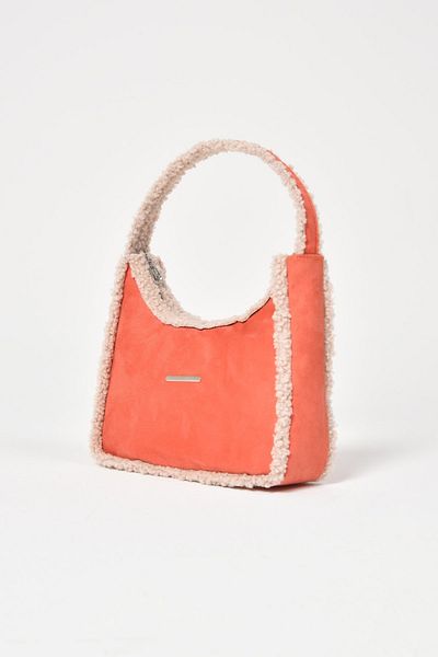 Çantacımstore Women's Strap Double Sided Wool Baguette Bag Orange
